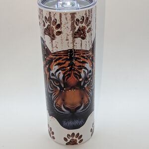 Tiger Print Tumbler - White and Brown (Brand New)
